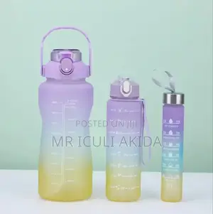 3in1 Fitness Plastic Water Bottles WTH Time Marker Handle