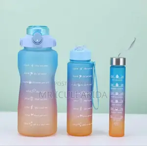 3in1 Fitness Plastic Water Bottles WTH Time Marker Handle