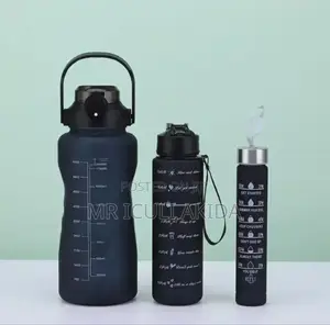 3in1 Fitness Plastic Water Bottles WTH Time Marker Handle