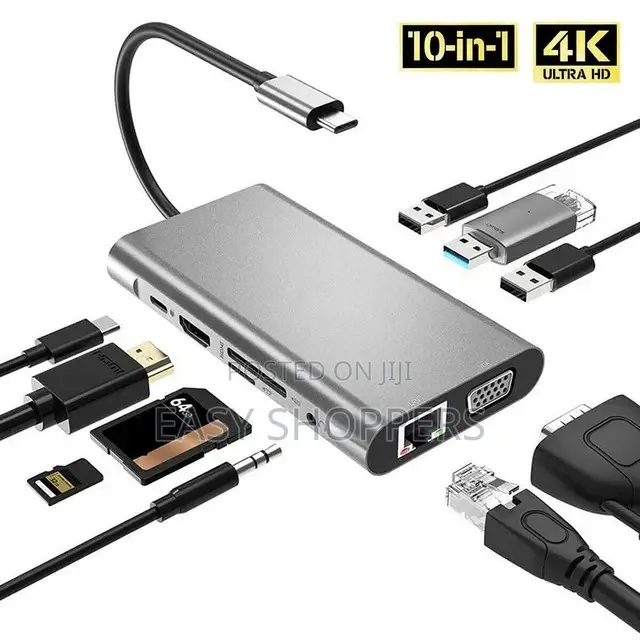 10in1 USB C HUB Type-C Splitter SD TF Gigabit Ethernet