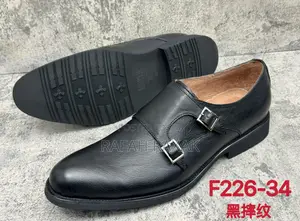Black Franco Banetti Double Buckle Rough Leather Gentle Shoe