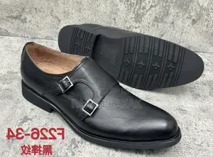 Black Franco Banetti Double Buckle Rough Leather Gentle Shoe