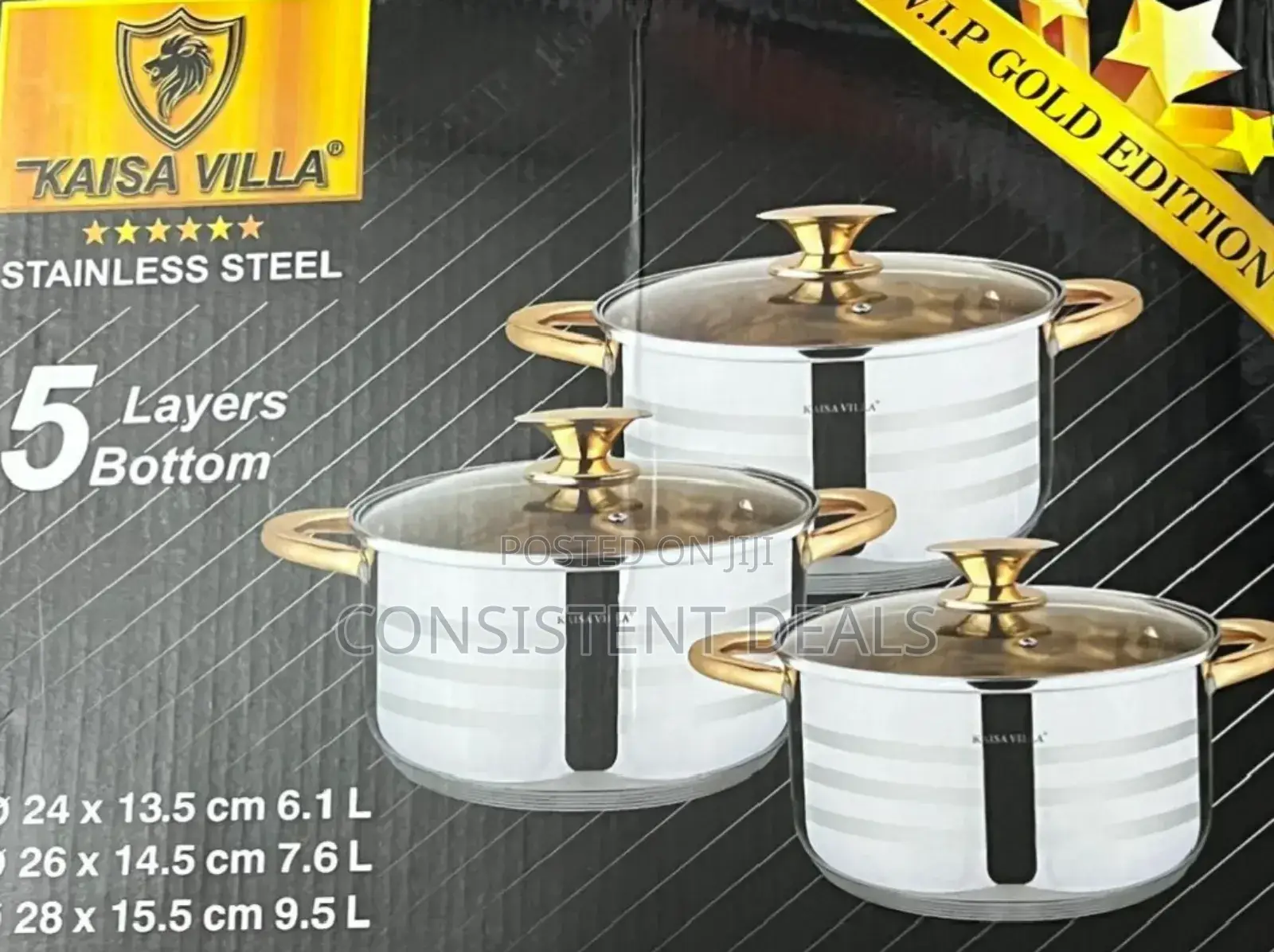3pcs Kaisa Villa Stainless Steel Cookware Set