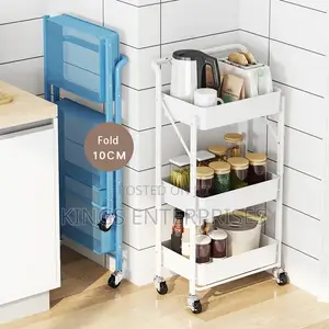3-Tier Folding Storage Cart With Wheels