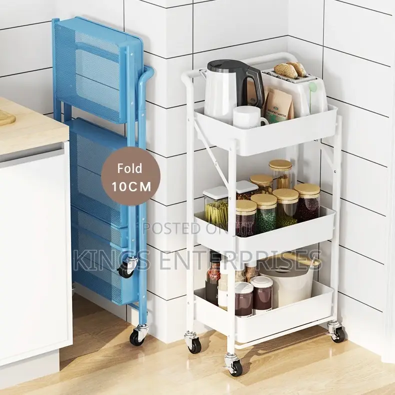 3-Tier Folding Storage Cart With Wheels
