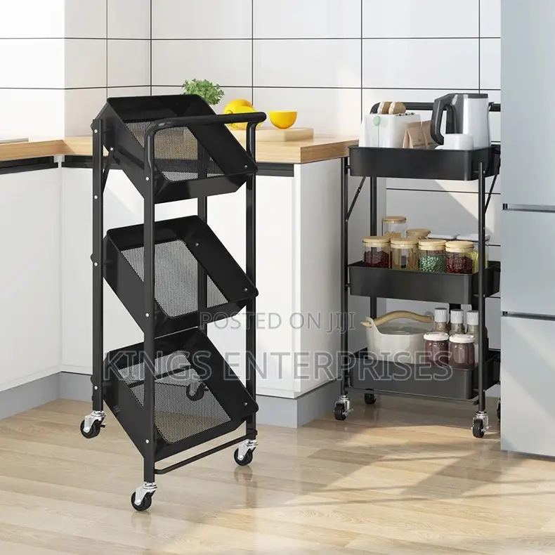 3-Tier Folding Storage Cart With Wheels