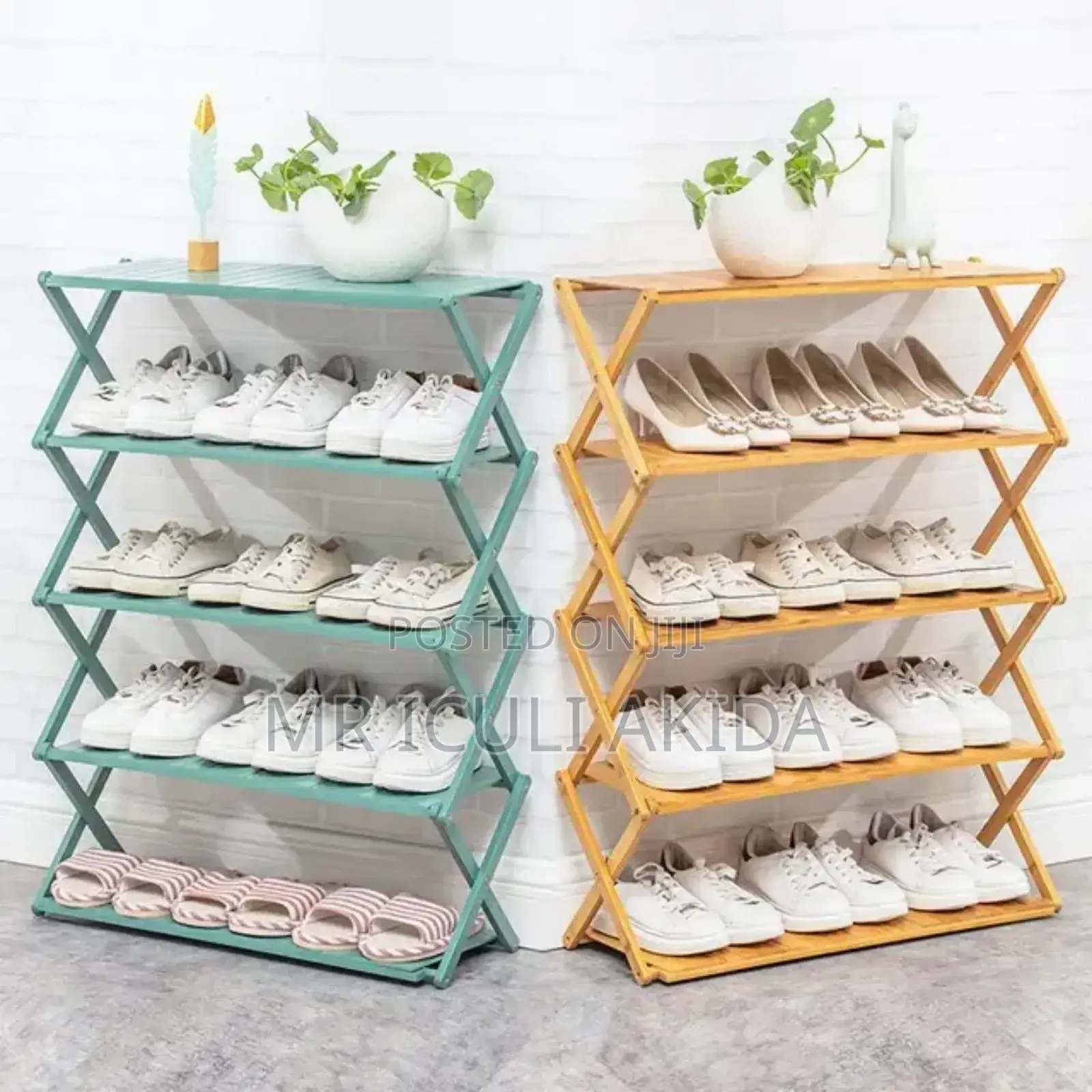 5tier Foldable Bamboo Wooden Shoe Shelf Rack Organiser