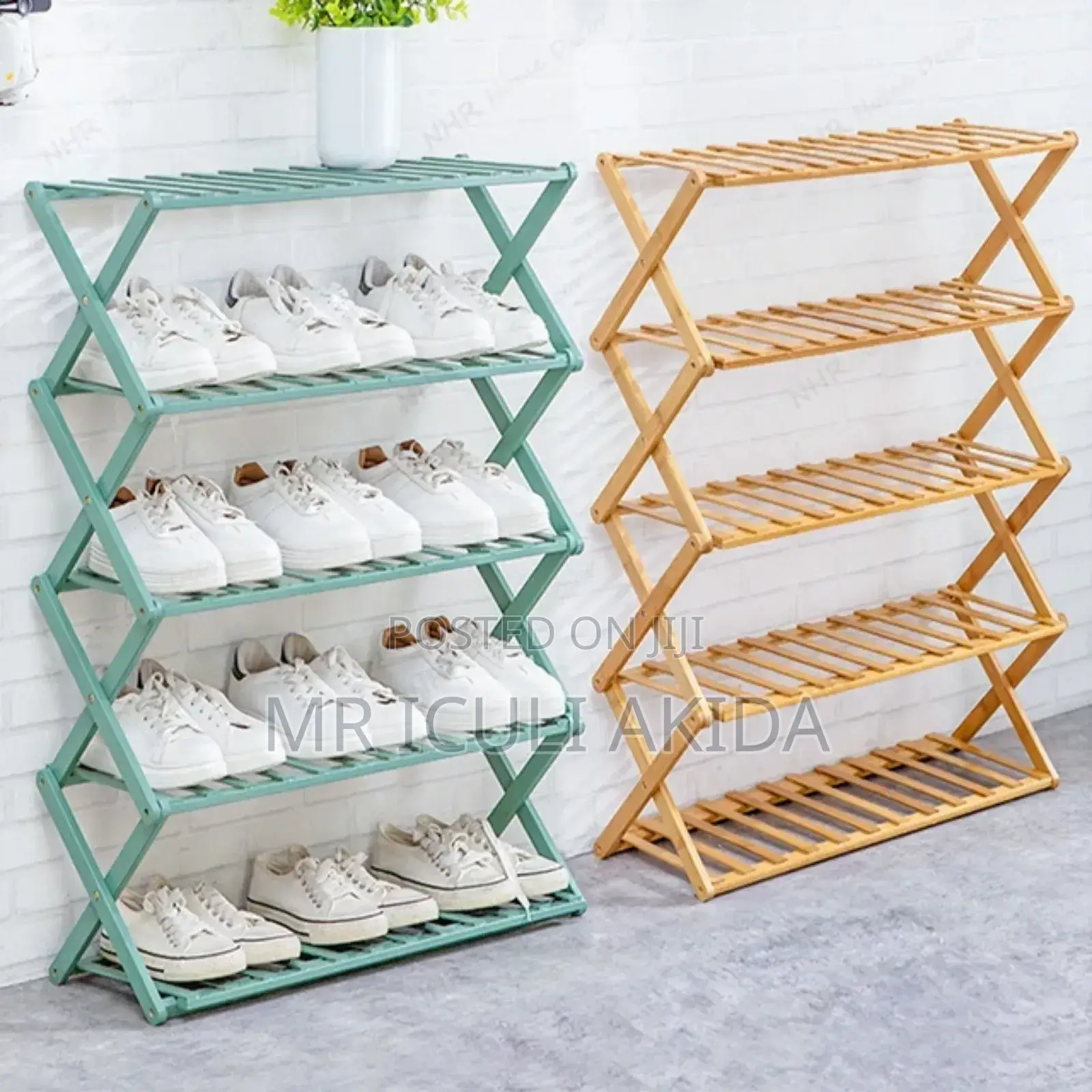 5tier Foldable Bamboo Wooden Shoe Shelf Rack Organiser