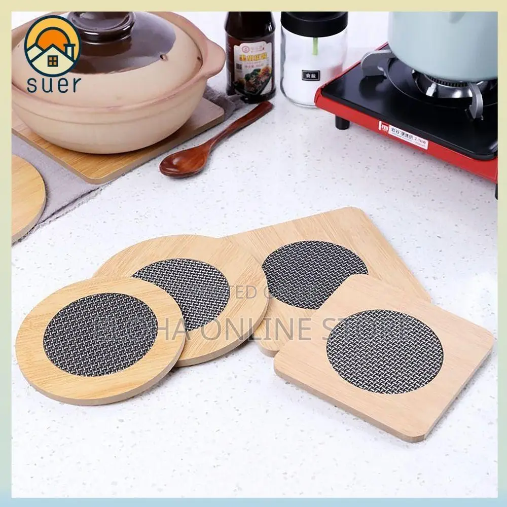 4 PCS Heat Resistant Square Shape Wooden Coaster Pan Holder