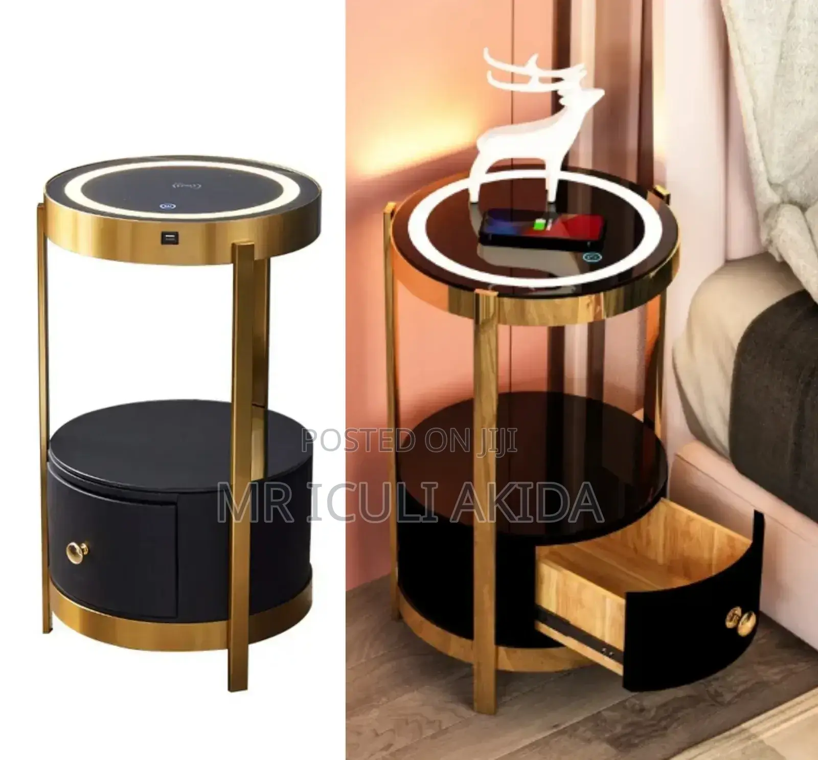 Smart Touch Sensor LED Bedside Table WTH Wireles Charger/Usb