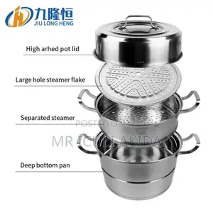3tier Stainlessteel Steamer Pot WTH Stackable Pan,Insert Lid