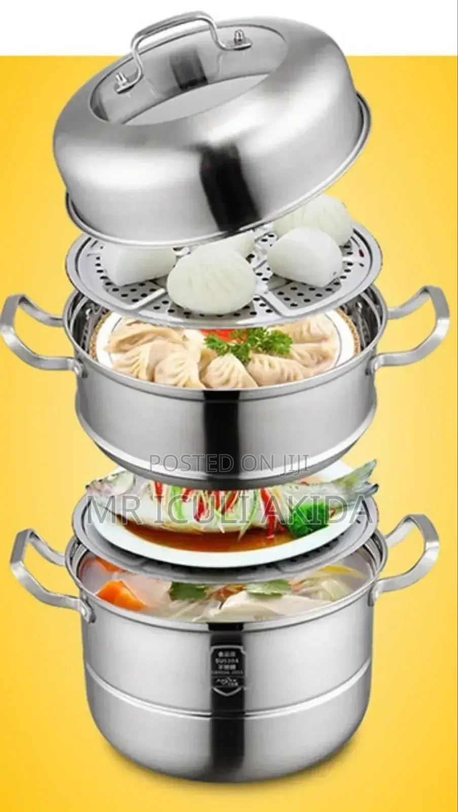 3tier Stainlessteel Steamer Pot WTH Stackable Pan,Insert Lid