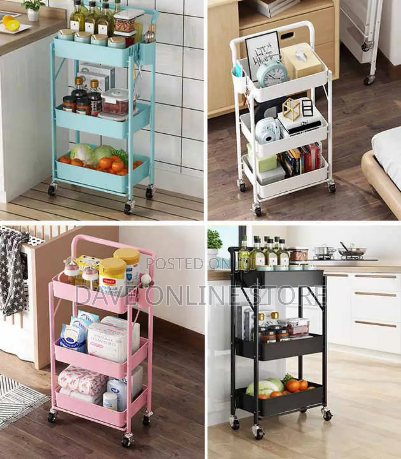 Kitchen Multifunctional Shelf Cart, With Wheels