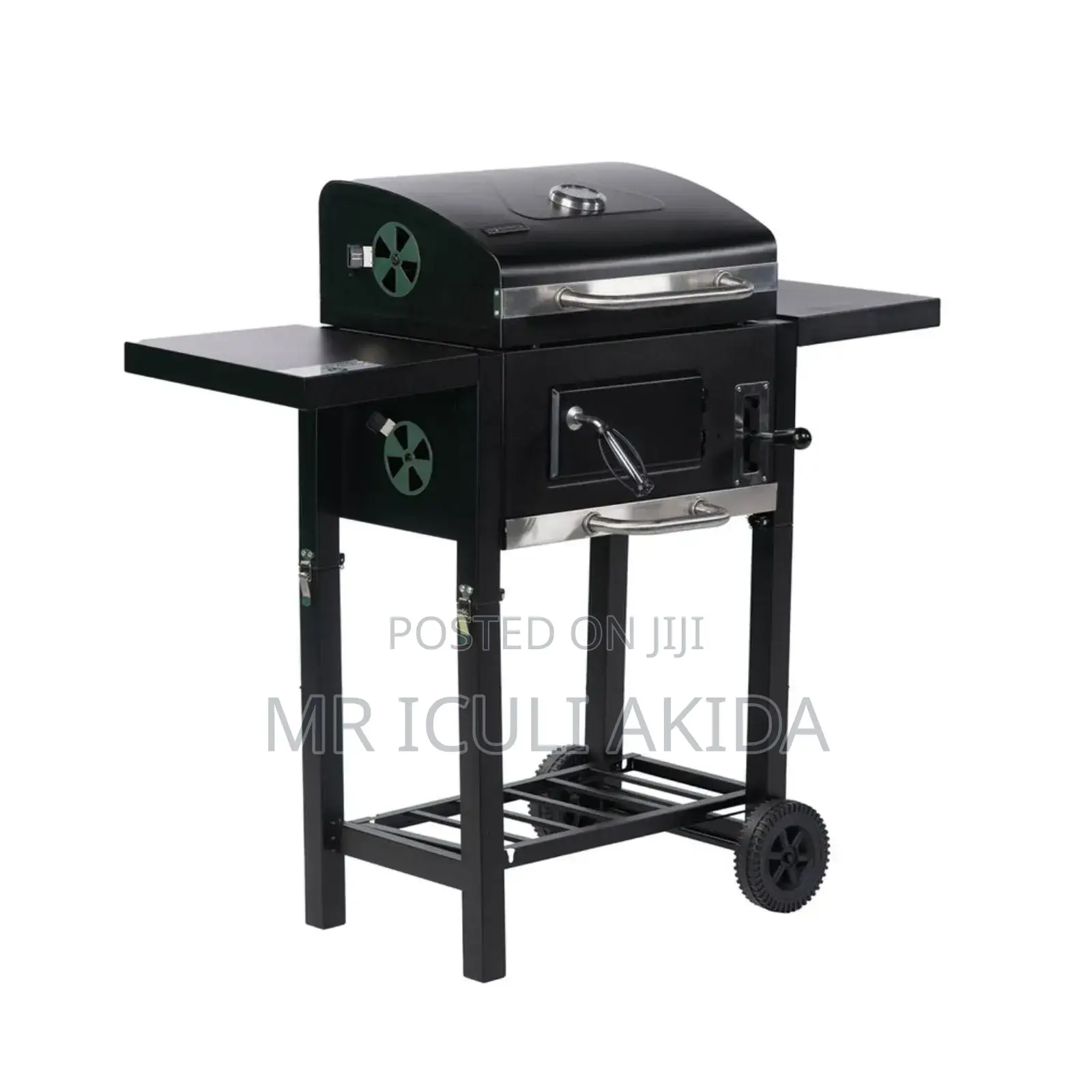 Foldable Wagon Charcoal Barbecue Grill WTH Wheels,Side Table