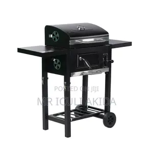 Foldable Wagon Charcoal Barbecue Grill WTH Wheels,Side Table