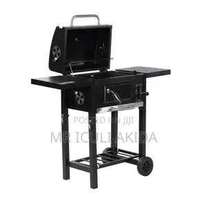 Foldable Wagon Charcoal Barbecue Grill WTH Wheels,Side Table