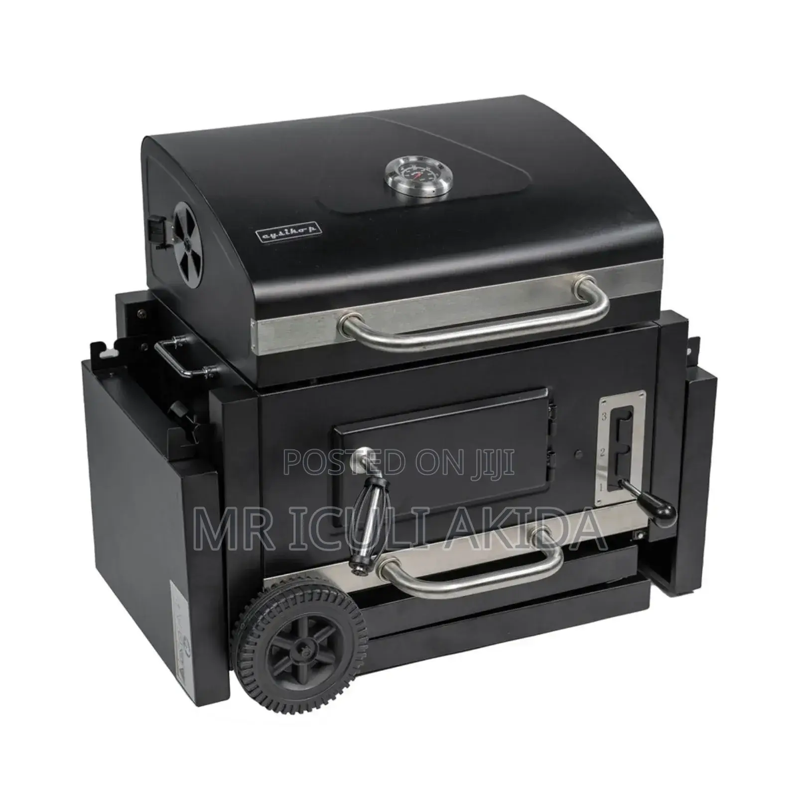 Foldable Wagon Charcoal Barbecue Grill WTH Wheels,Side Table