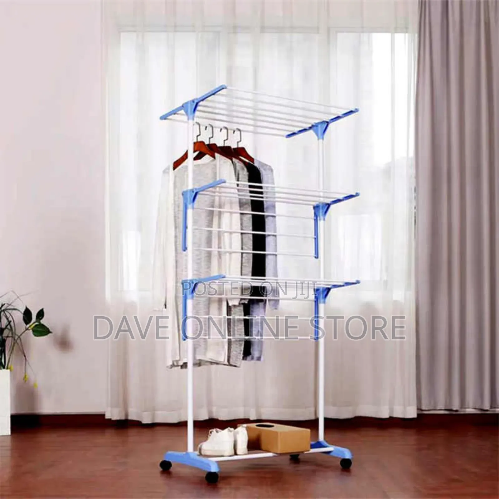 3 Tier Rolling Clothes Drying Rack Adjustable Laundry Rack