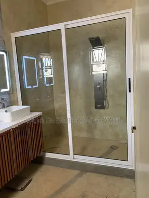 Aluminum Slidding Bathroom Door With Clear Glasses