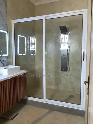 Aluminum Slidding Bathroom Door With Clear Glasses