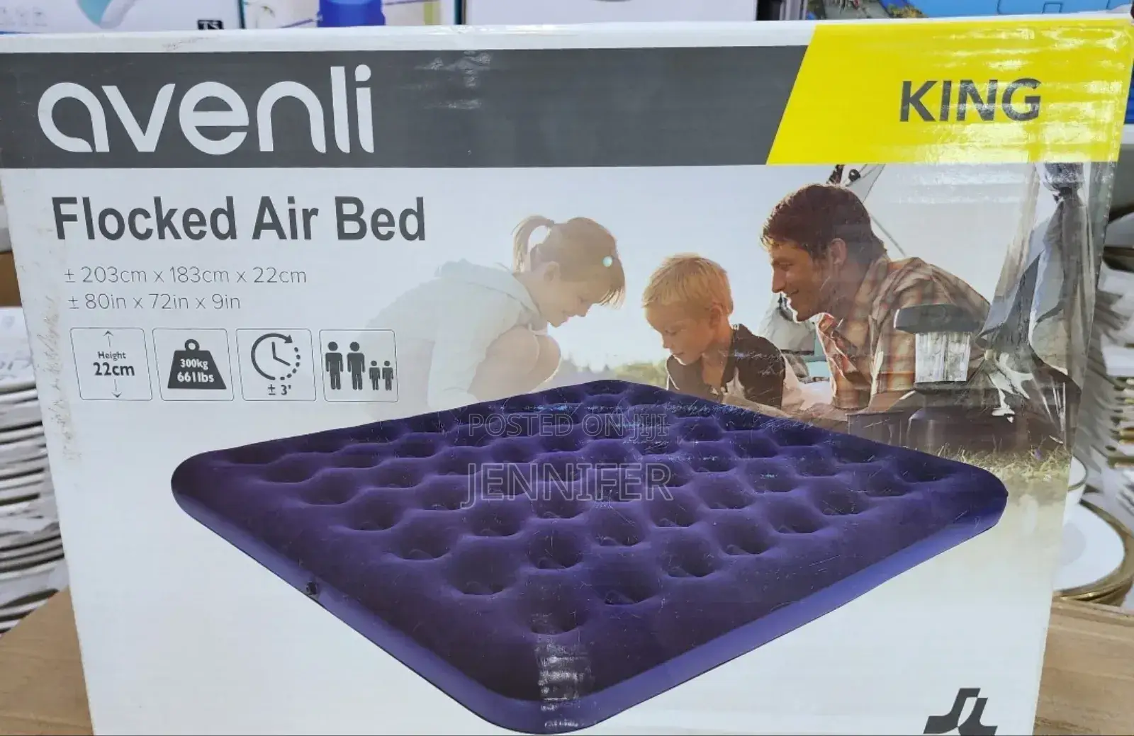 6 by 6 Avenli Flocked Air Bed/ Mattress