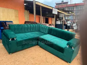 Simple L-Shaped Sofa With Stripes Made in Good Timber