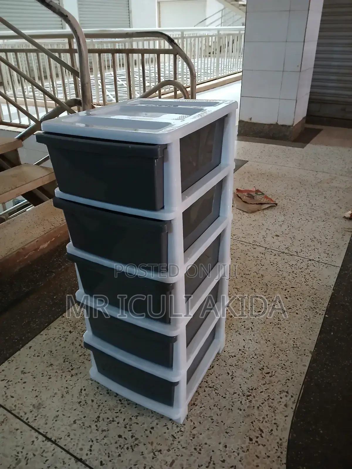 5tier Gray Plastic Kitchen,Babystuff,Office Shelf Organiser