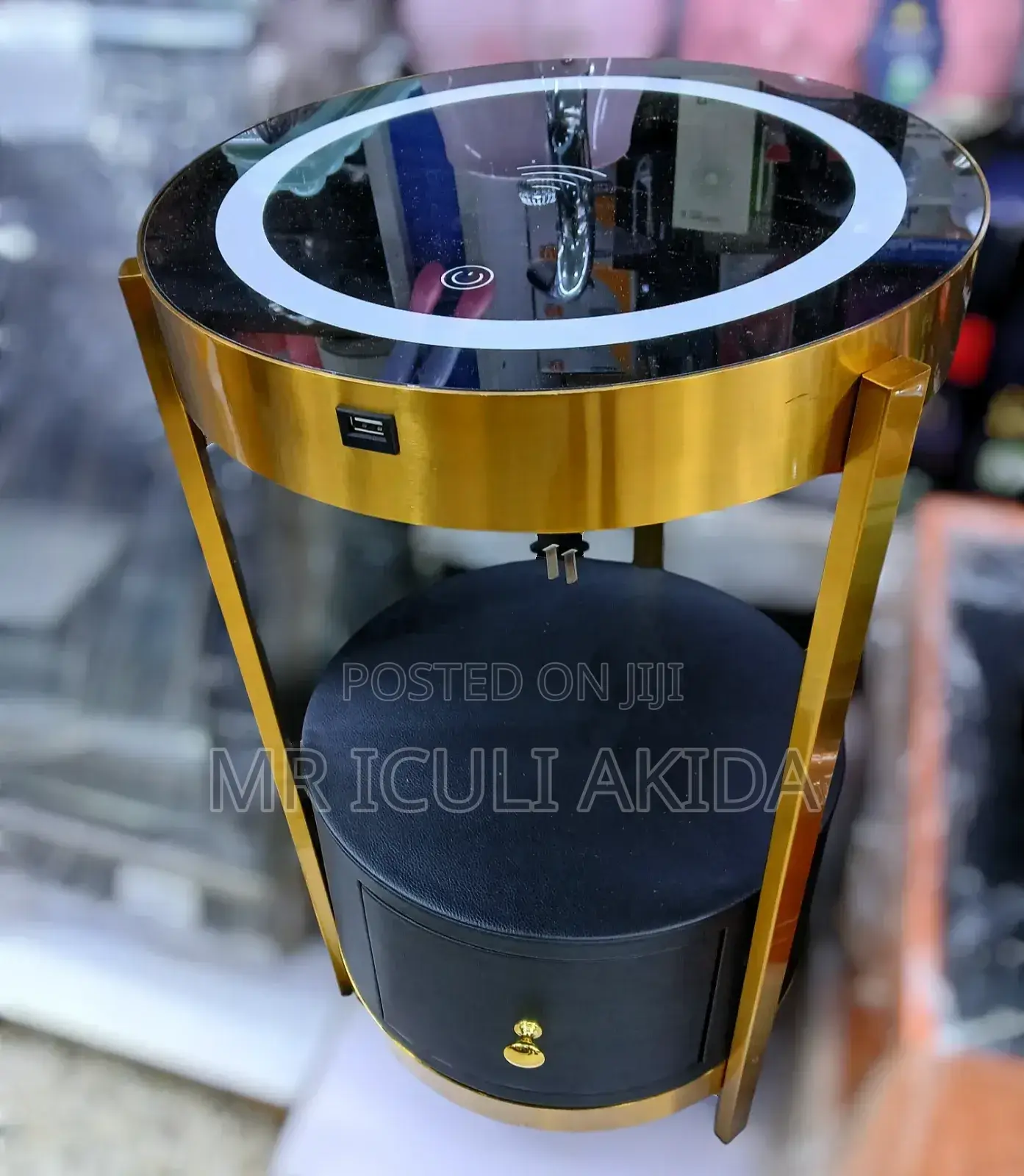 LED Smart Bedside Table WTH Drawer,Wireless Charger,USB Port