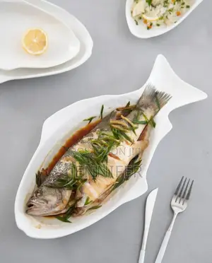 Fish Shaped Dinner Plate - White
