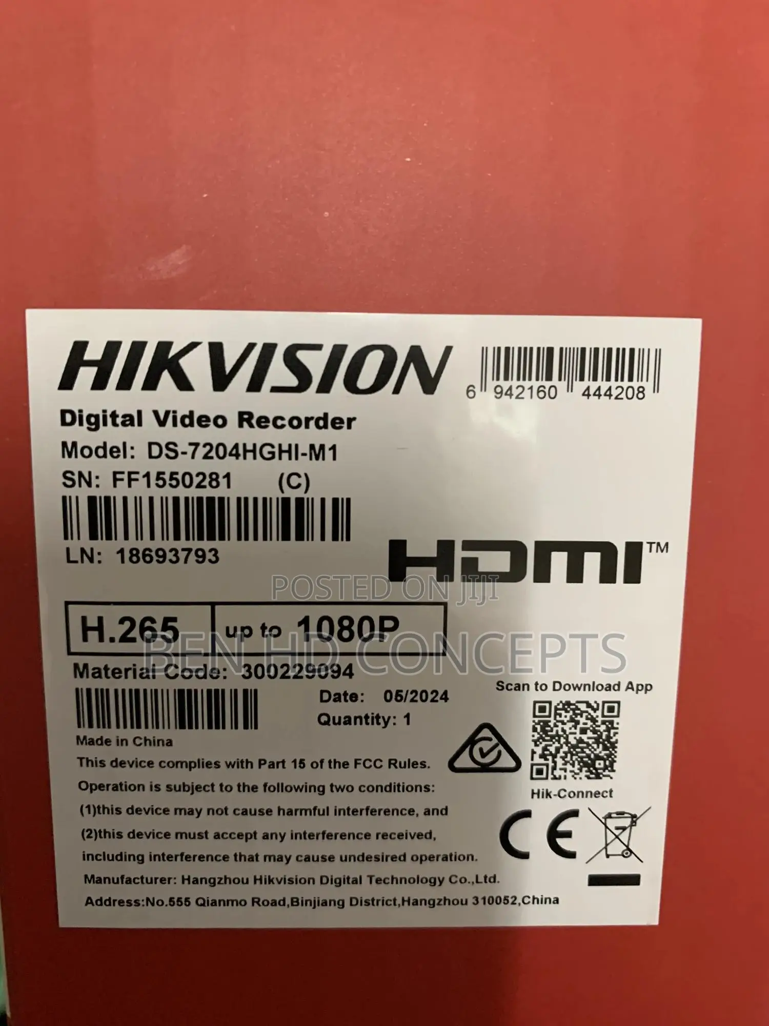 4 Channel DVR Hikvision Upto 1080p (Full Hd)