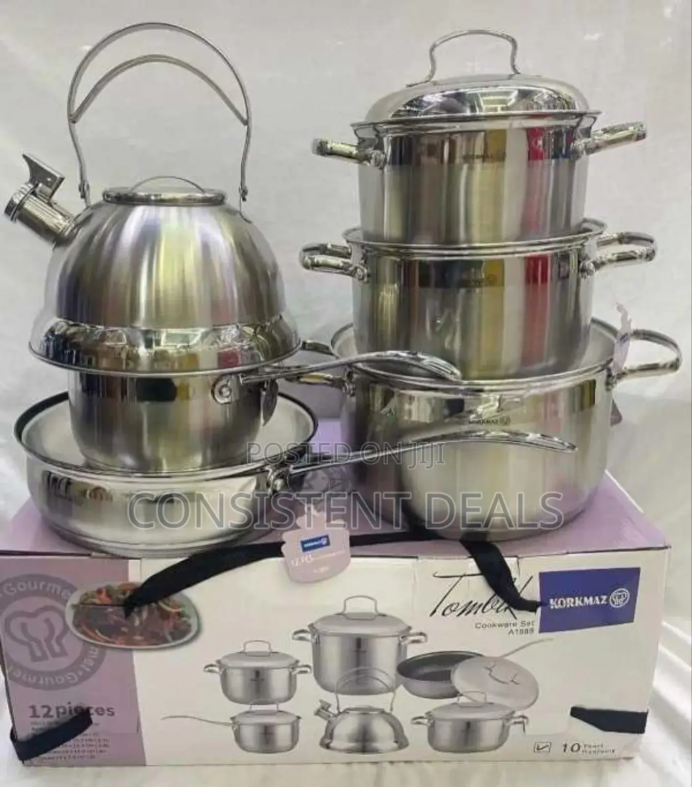 12pcs Korkmaz Stainless Steel Cookware Set