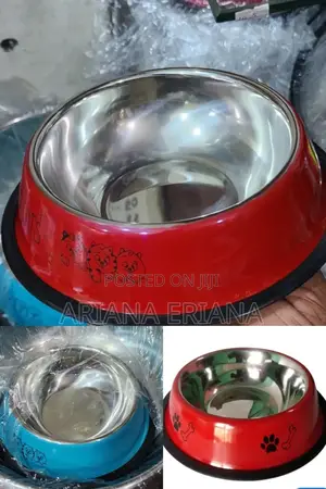 Photo - Red Stainless Steel Dog Bowl