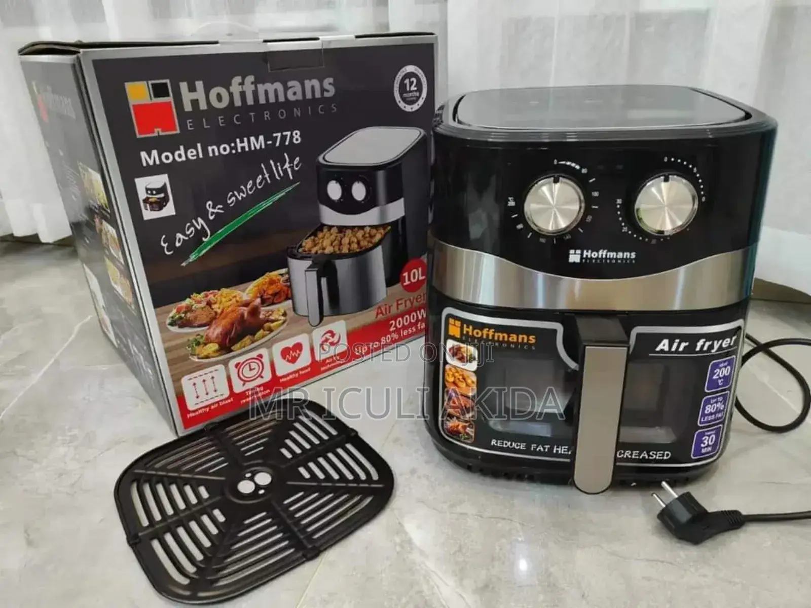 Hoffman's 2000w Manual Electric Steaming Air Fryer