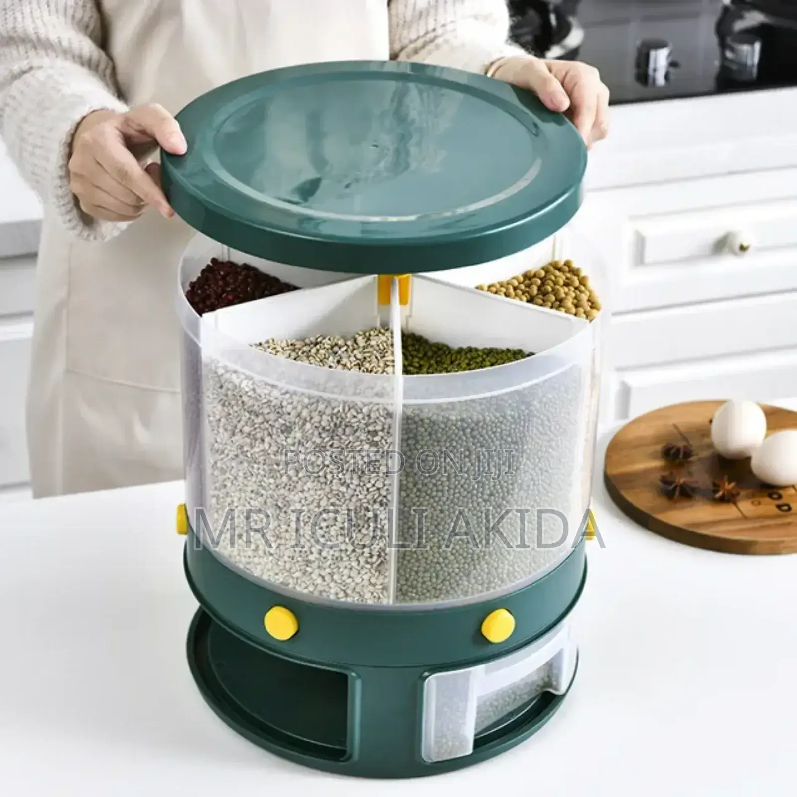 10kg 6compartment Rotating Grain Dispenser Food Storage Box