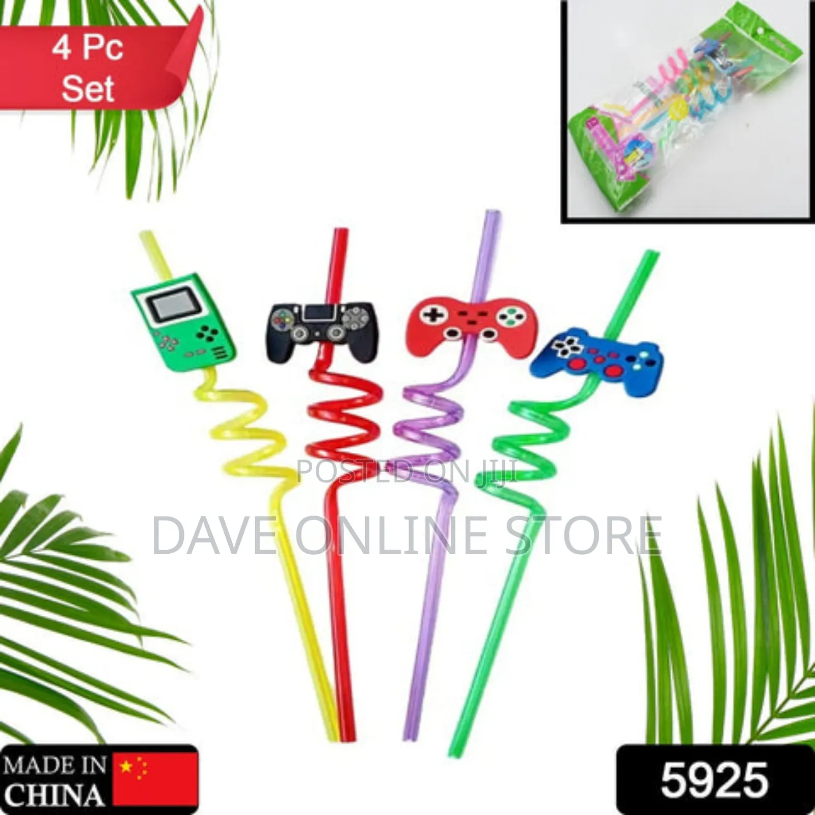 4 Reusable Gamer Plastic Drinking Straws