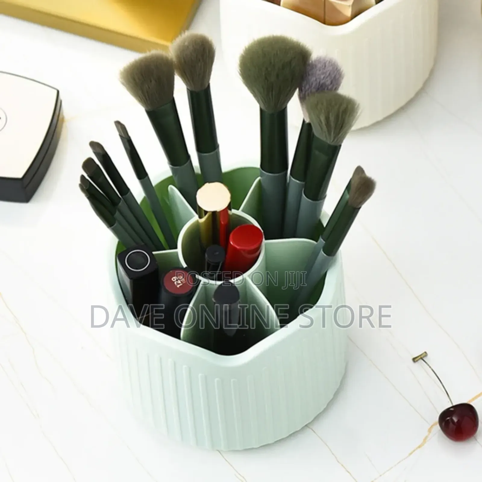 Makeup Brush Holder, 360° Rotating Makeup Organizer Box