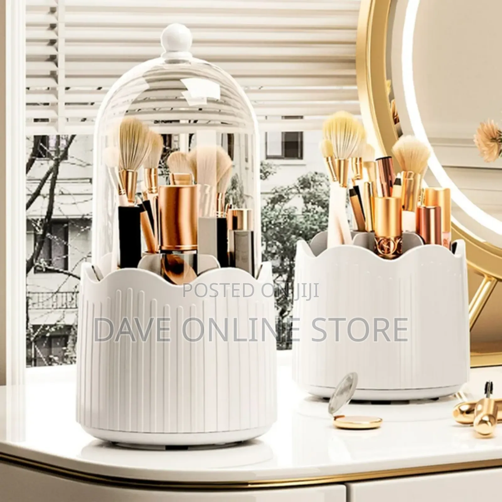 Makeup Brush Holder, 360° Rotating Makeup Organizer Box