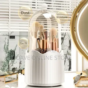 Makeup Brush Holder, 360° Rotating Makeup Organizer Box
