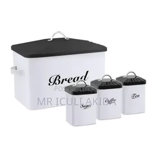 4pcs Bread Bin,Sugar,Tea,Coffee Bin Storage Canister Boxes