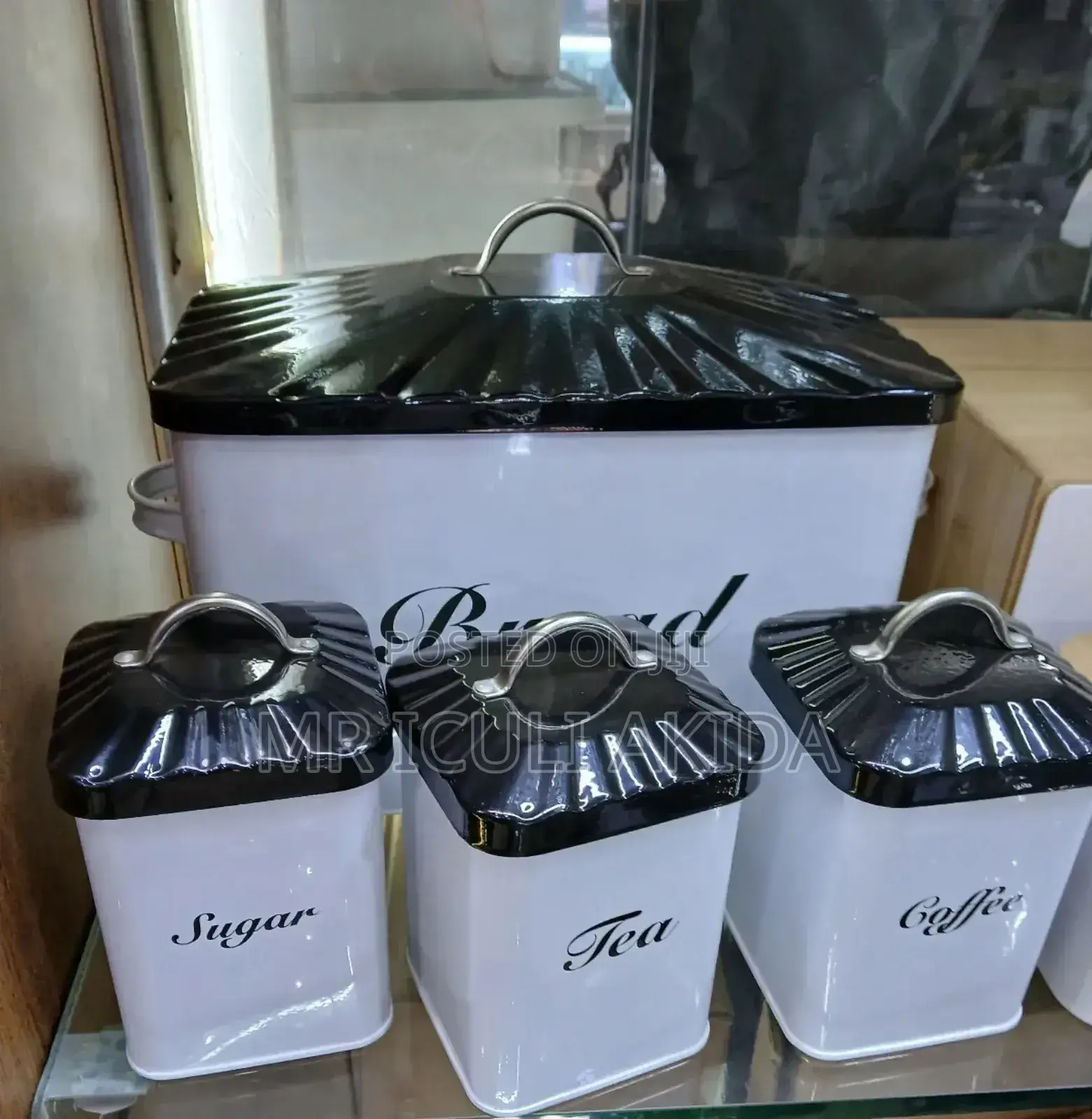4pcs Bread Bin,Sugar,Tea,Coffee Bin Storage Canister Boxes
