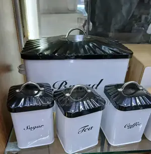 4pcs Bread Bin,Sugar,Tea,Coffee Bin Storage Canister Boxes