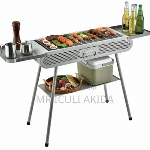 Outdoor Foldable Charcoal BBQ Grill WTH 3storage Boards