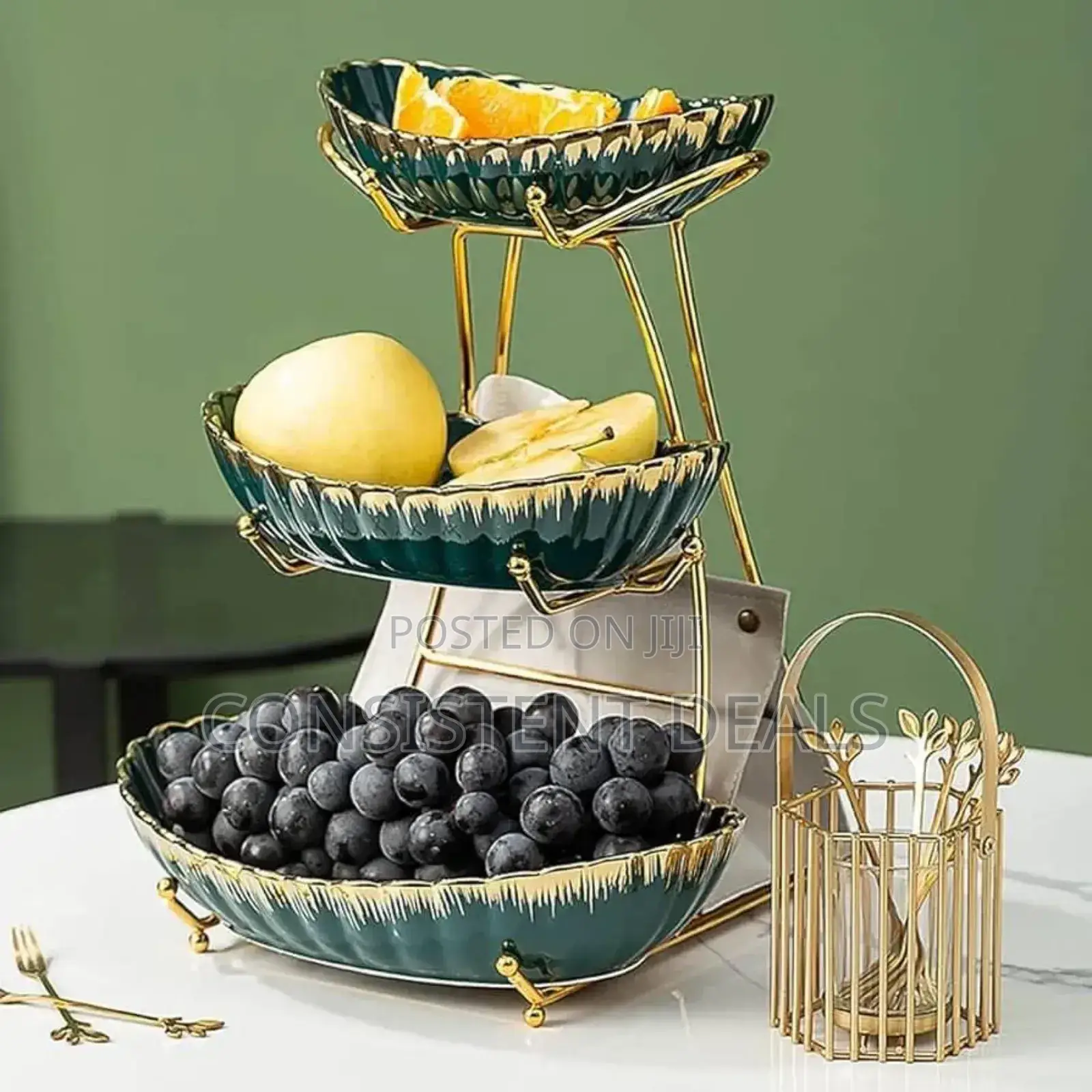 Elegant Ceramic 3 Layer Fruit Stand