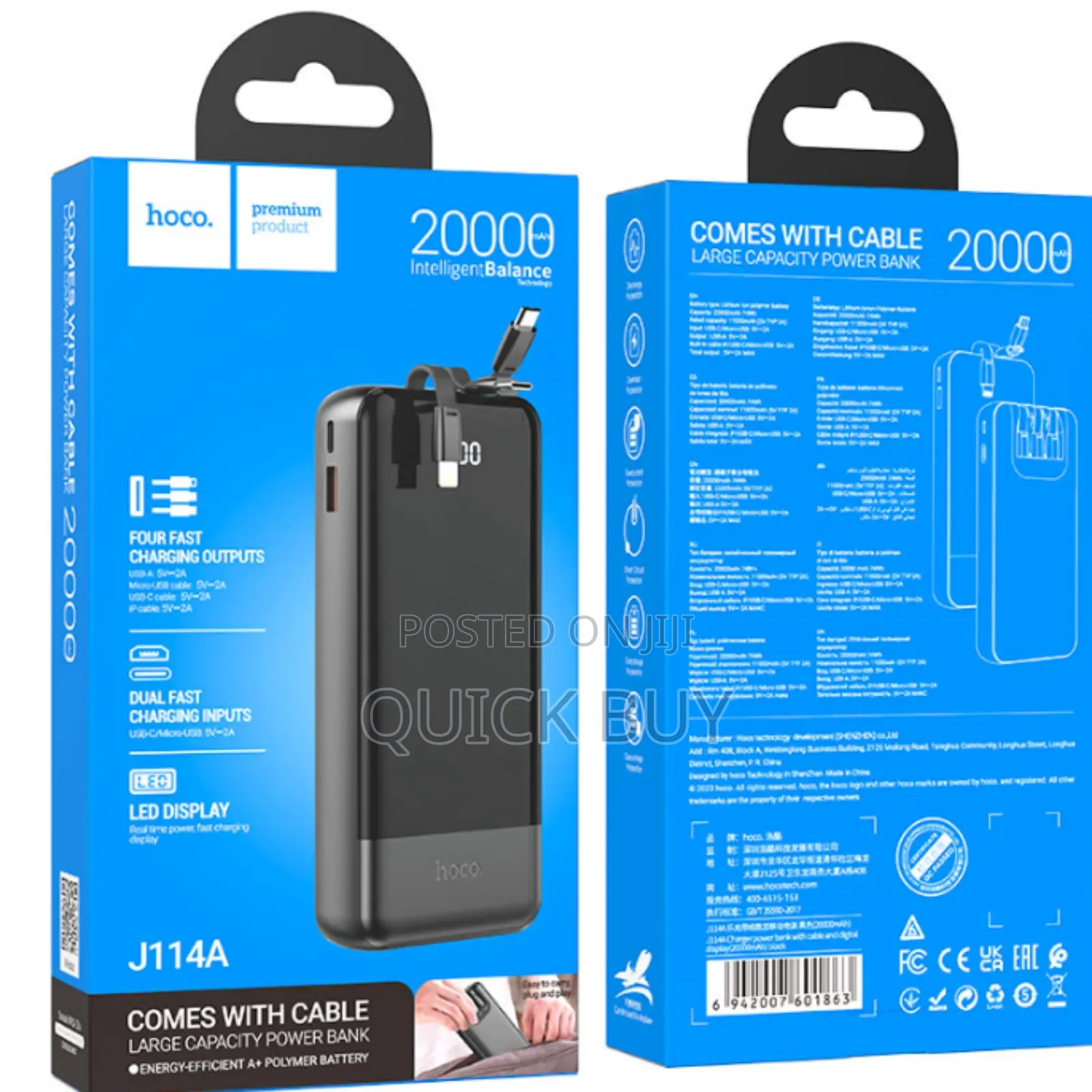 Premium Hoco 20000mah Fast Charging Potable Power Bank