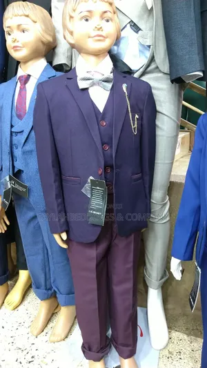 Boys Textured 3-Piece Formal Suit - Slim Fit