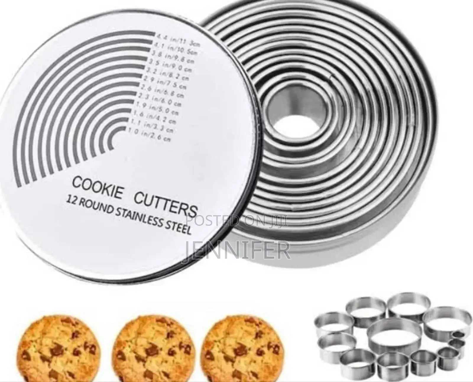 12 PCS Round Stainless Steel Cookie Cutters