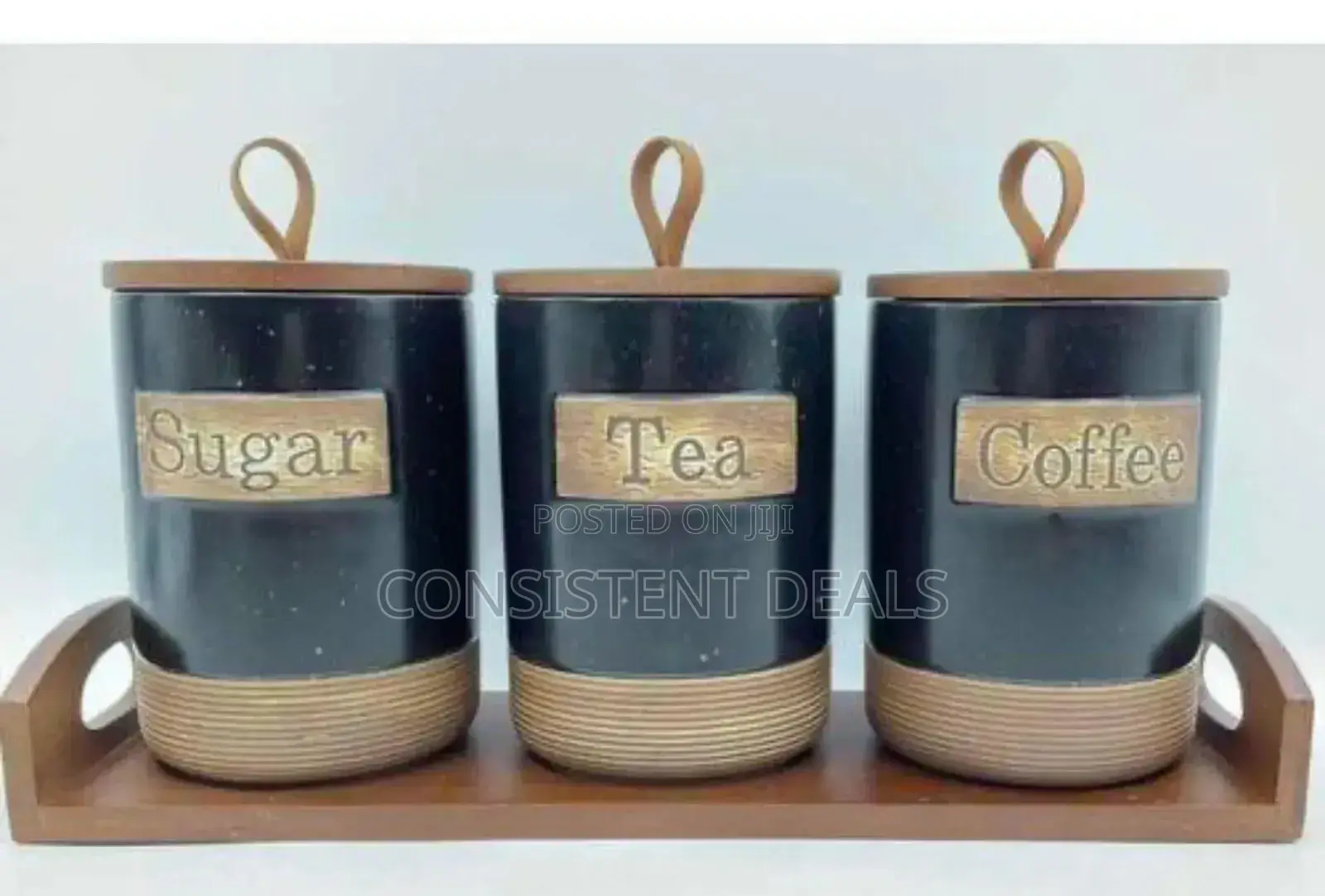 3pcs Ceramic Canister Sugar Storage Set