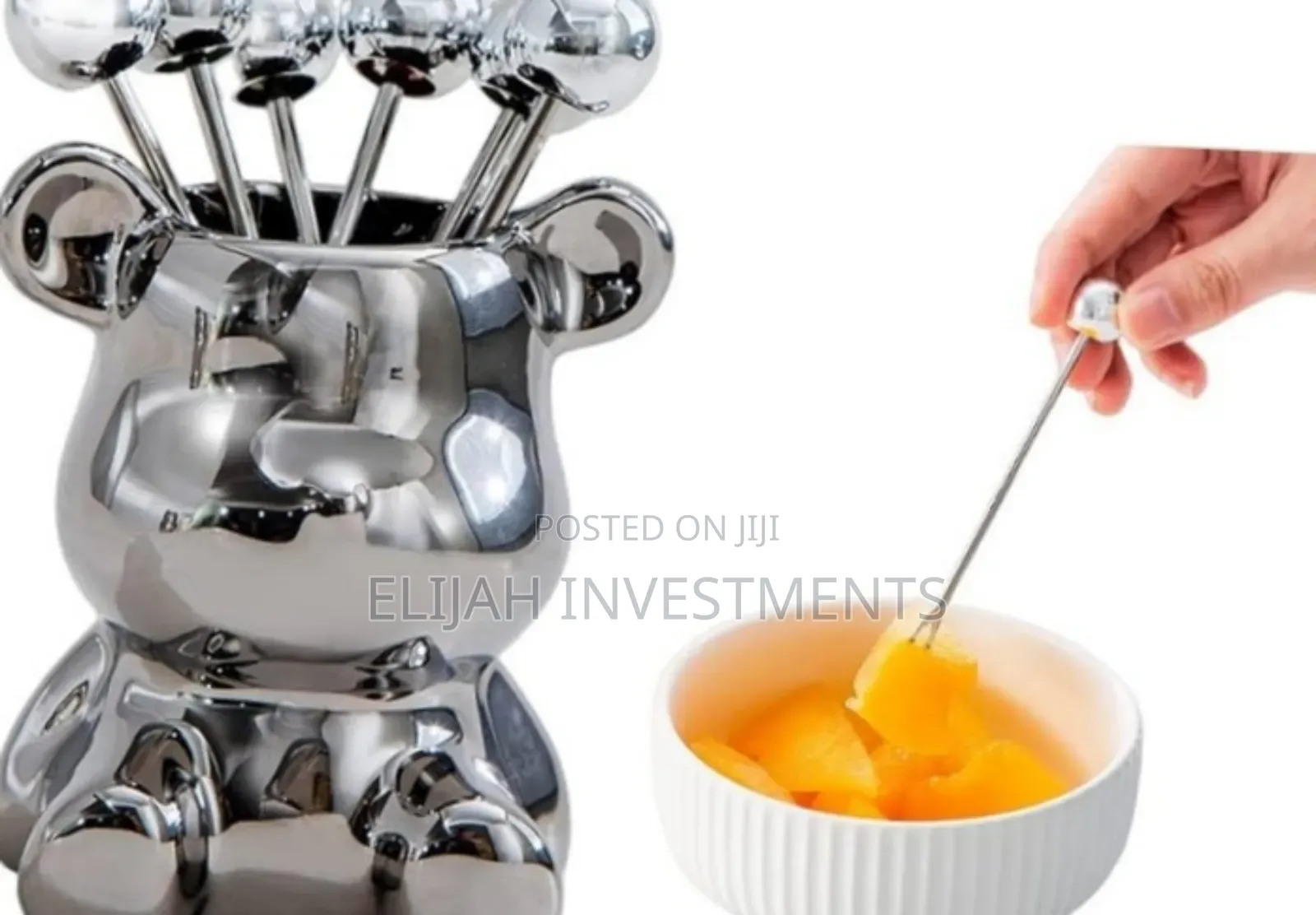 Unique Stainless Steel Fruit Cutlery Set With a Storage Jar