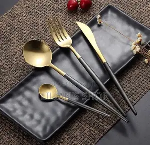 Black+Gold Cultery Set -24pcs