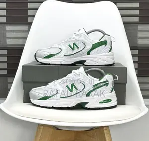 Original Unisex White/Green New Balance 530 Running Sneakers